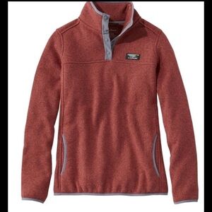 L.L.Bean Petite Sweater Fleece Pullover Gingerbread Red Orange XS Petite